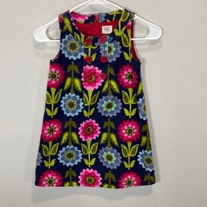 Mini Boden Navy Dress with Pink, Blue & Green Floral Print
